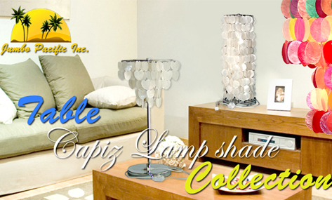 Productos hechos a mano de Phlippine de las cortinas de lámpara del capiz de la tabla en la variedad de colección del diseño de virutas del capiz y en diversos colores y tamaños.