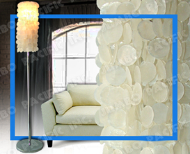Diseño blanco natural de Capiz para la cortina de lámpara de piso